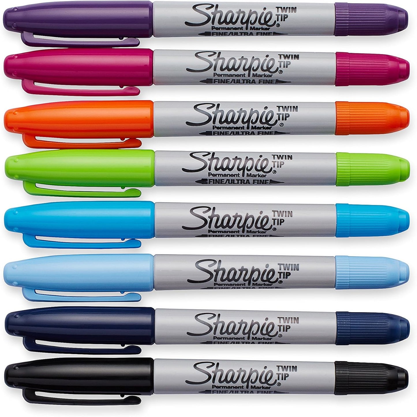 Sharpie Twin Tip Permanent Markers, Fine and Ultra Fine, Black, 4 Count