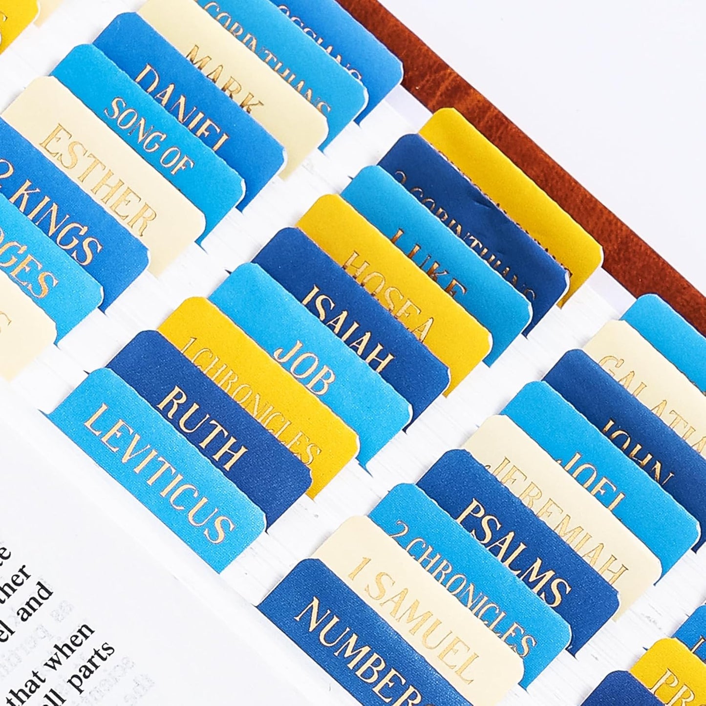 Laminated Bible Tabs, Gold Foil Embossed Lettering Bible Chapter Index Tabs for Women Men, Reposition Large Print Sticky Labels, Easy to Read and Apply, 105Chapters Labels for Easy Navigation (Black)