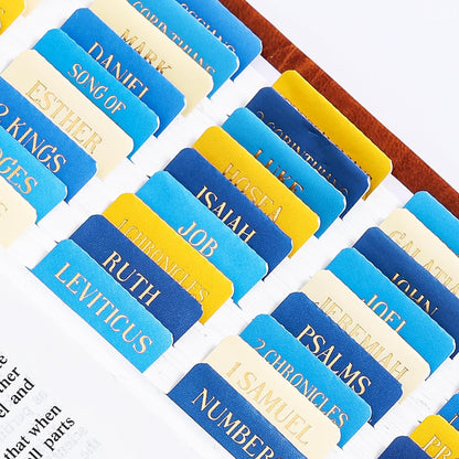 Laminated Bible Tabs, Gold Foil Embossed Lettering Bible Chapter Index Tabs for Women Men, Reposition Large Print Sticky Labels, Easy to Read and Apply, 105Chapters Labels for Easy Navigation (Black)