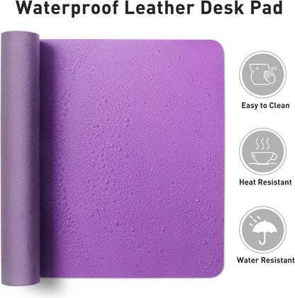 Aothia Leather Office Desk Pad Protector, Non-Slip PU Leather Desk Blotter, Waterproof Laptop Writing Mouse Pad for Office and Home, Black, 31.5" x 15.7" - Colors A