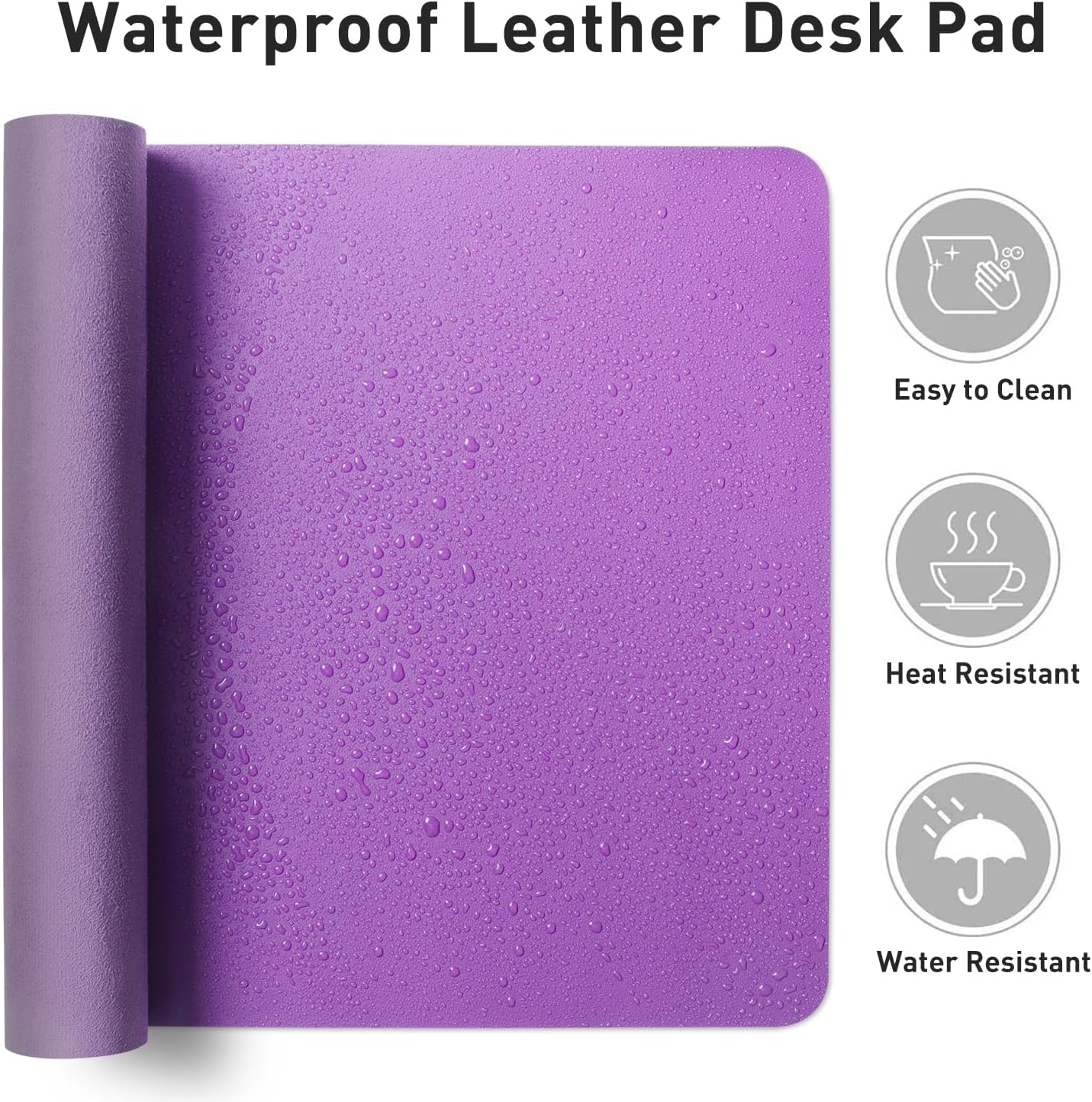 Aothia Non-Slip Waterproof PU Leather Desk Pad Protector for Mouse, Writing Desk, Office, Home, Laptop Blotter, 23.6" x 13.7", Black - Colors A