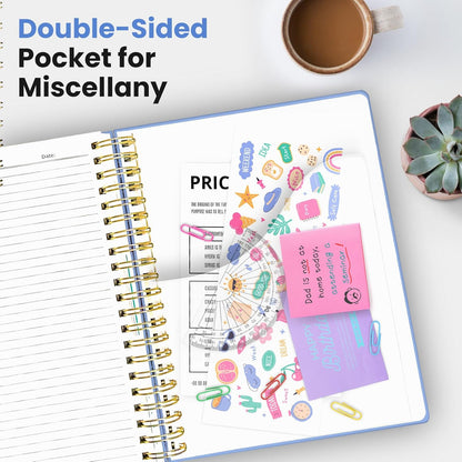 Hardcover Spiral Journal Notebooks for Work With Removable Dividers & Tabs, 8.5"x11" 5 Subject Notebook for Note Taking & Organizer, A4 College Ruled Lined Journal for Women & Writing, Aquamarine, 280 Pages