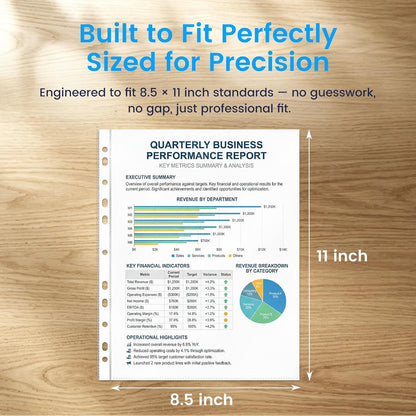 Clear Sheet Protectors 8.5 x 11 Inch Easy-Open, Transparent Plastic Page Sleeves for 3-Ring Binders, Bulk Pack for Business, Office, School & Classroom Use - Durable & Smooth