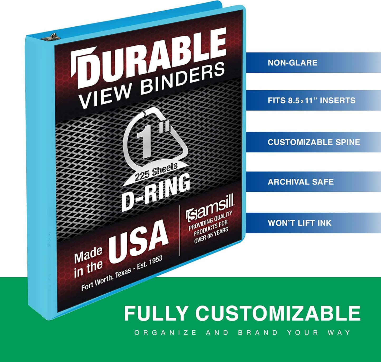Samsill Durable 4 inch 3 Ring Binder, D Ring Binder, 100% Recycled Chipboard, Black, 2 Pack