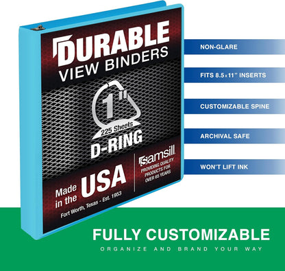 Samsill Durable 4 inch 3 Ring Binder, D Ring Binder, 100% Recycled Chipboard, Black, 2 Pack