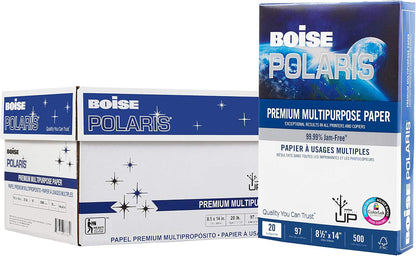 Boise Paper Premium Multipurpose Copy Paper | 8.5" x 11" Letter | 97 Bright White, 24 lb. | 10 Ream Carton (5,000 Sheets)