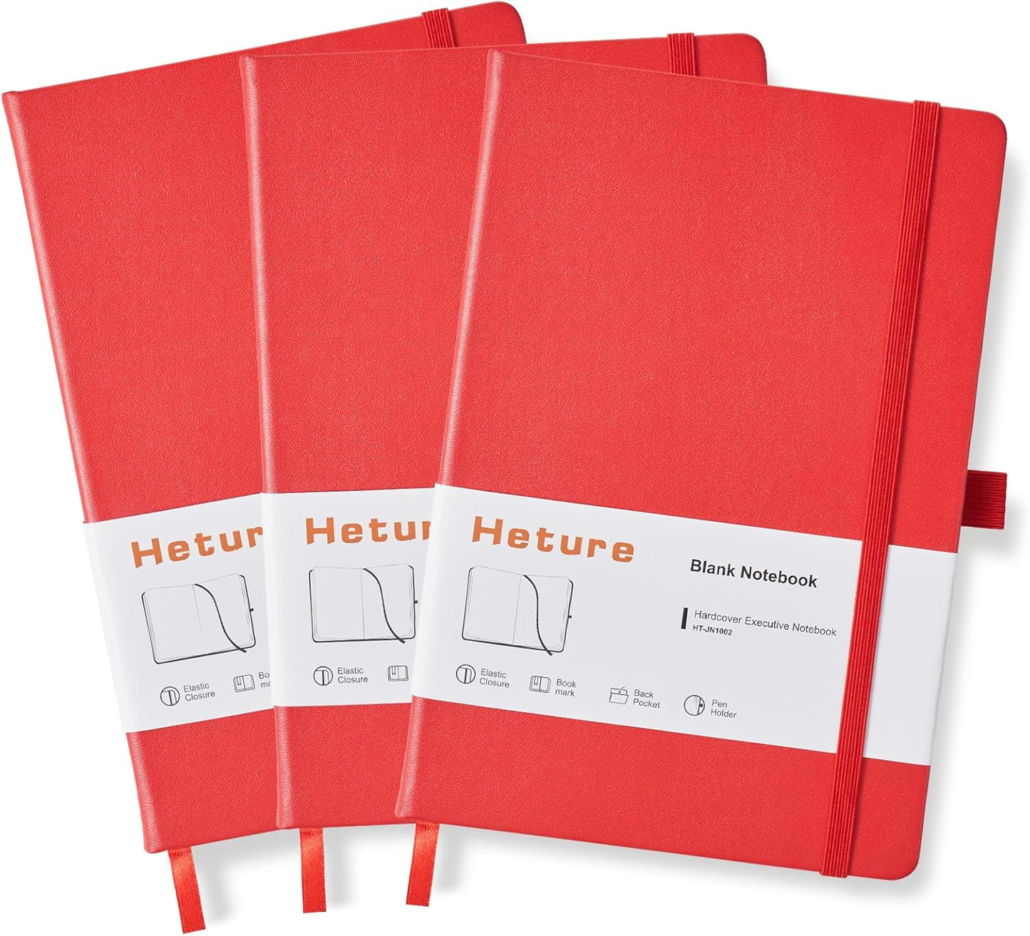 Heture Hardcover Notebooks, A5 Lined Journals Notebook for Writing 160 Pages, 8.2 x 5.5 inch, Classic Ruled Notebooks for College/Work/Travel (Lined-3 Pack, Black)