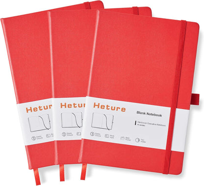 Heture Hardcover Notebooks, A5 Lined Journals Notebook for Writing 160 Pages, 8.2 x 5.5 inch, Classic Ruled Notebooks for College/Work/Travel (Lined-3 Pack, Black)