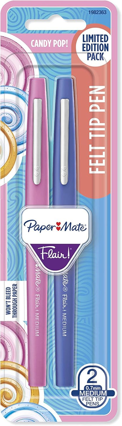 Paper Mate Flair Felt Tip Pens, Medium Point (0.7mm), Limited Edition Candy Pop Pack, 6 Count
