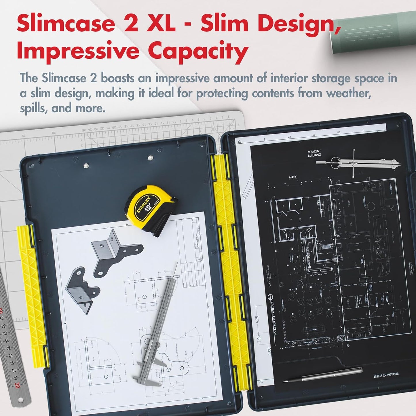 Dexas Legal Size XL Slimcase 2 Storage Clipboard, Gray with Green Clip, 15.5" x 10.5"