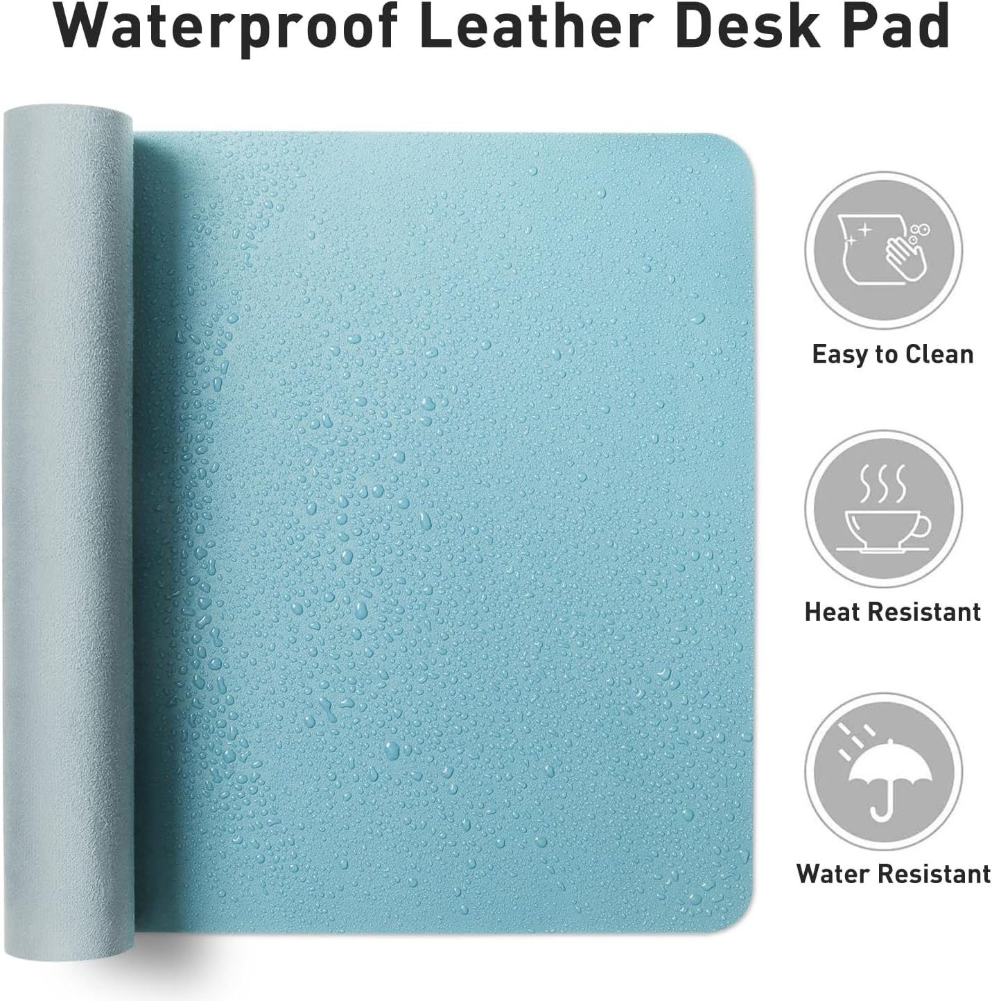 Aothia Leather Desk Pad Protector, Mouse Pad, Office Desk Mat, Non-Slip PU Leather Desk Blotter, Laptop Desk Pad, Waterproof Desk Writing Pad for Office and Home (Black,36" x 17") - Colors B