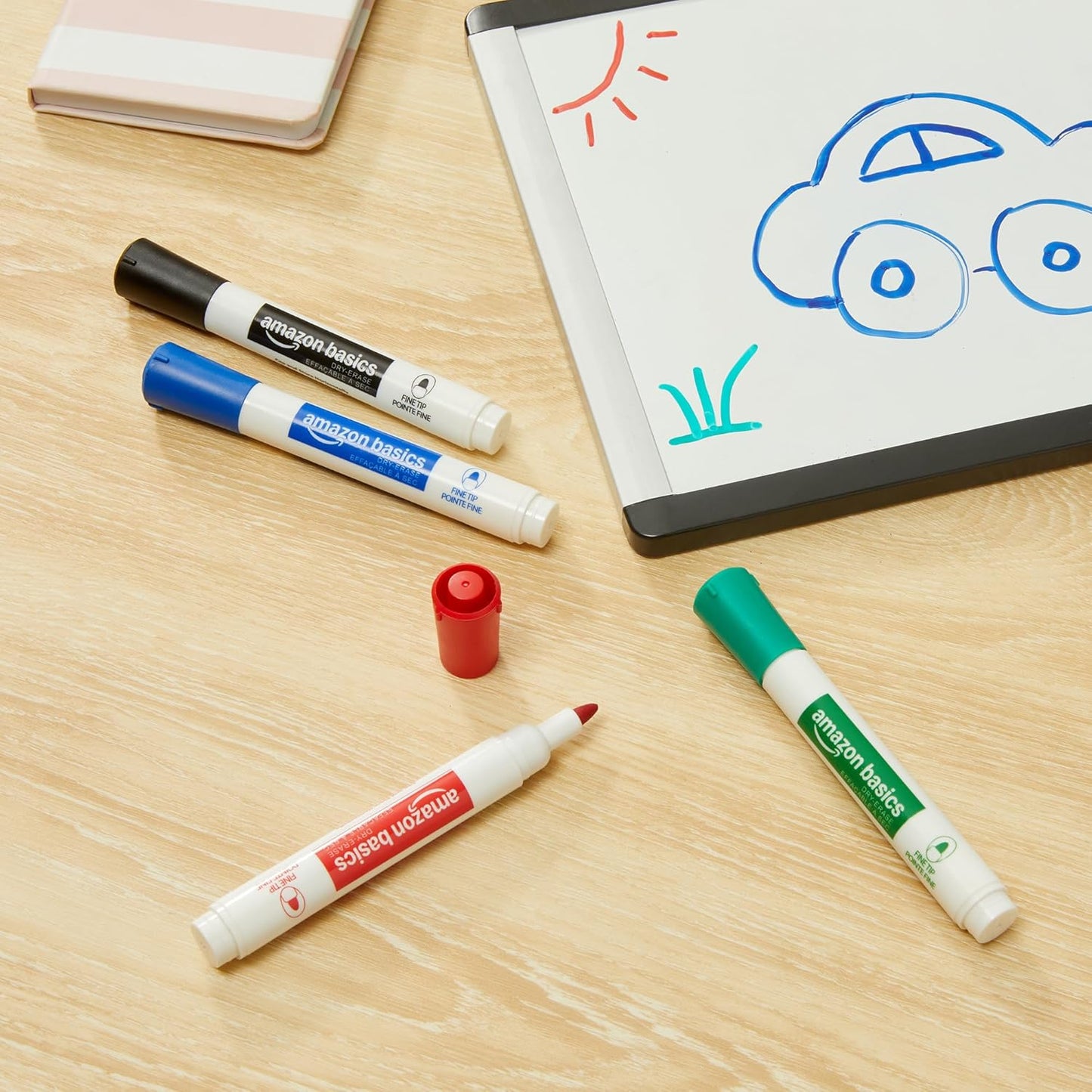 Amazon Basics Low-Odor Dry Erase Whiteboard Markers, Fine Tip, Quick-Dry, Black, 36-Pack