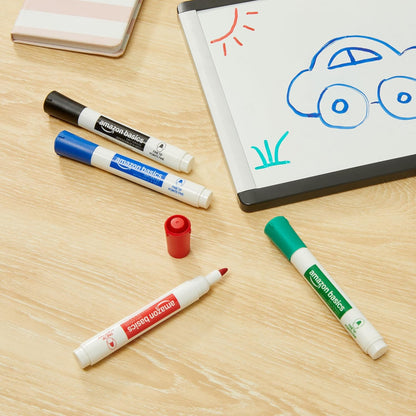 Amazon Basics Low-Odor Dry Erase Whiteboard Markers, Fine Tip, Quick-Dry, Black, 36-Pack