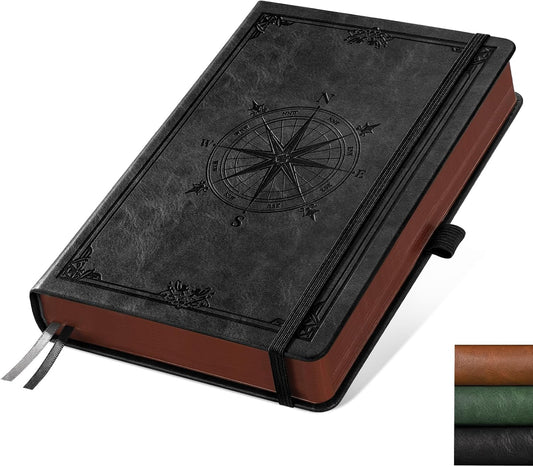 AHGXG Thick Journal Lined Notebook for Men - 320 Numbered Pages A5 College Ruled Notebook for Writing, 100gsm Paper, Vintage Leather Hardcover, for Women Work Office School, 5.75'' X 8.38''- Brown