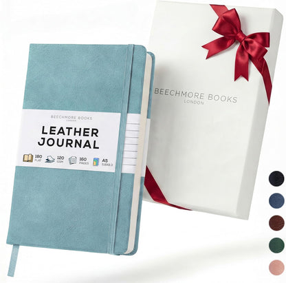 BEECHMORE BOOKS Large Lined Journal Notebook, 8.5" x 11.5" (A4) Hardcover Vegan Leather Executive Diary for Work, Thick 120gsm Paper, Lay-Flat Binding, Gift Box