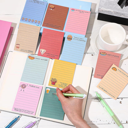 AmazingSpark 12 Pcs Cute Inspirational Sticky Notes, 4*3 Motivational Notepads Positive Emotional Support Gift Funny Lined Memo Note Pads for Office Desk Supplies Coworker Employee(Fruits,Vegetables)