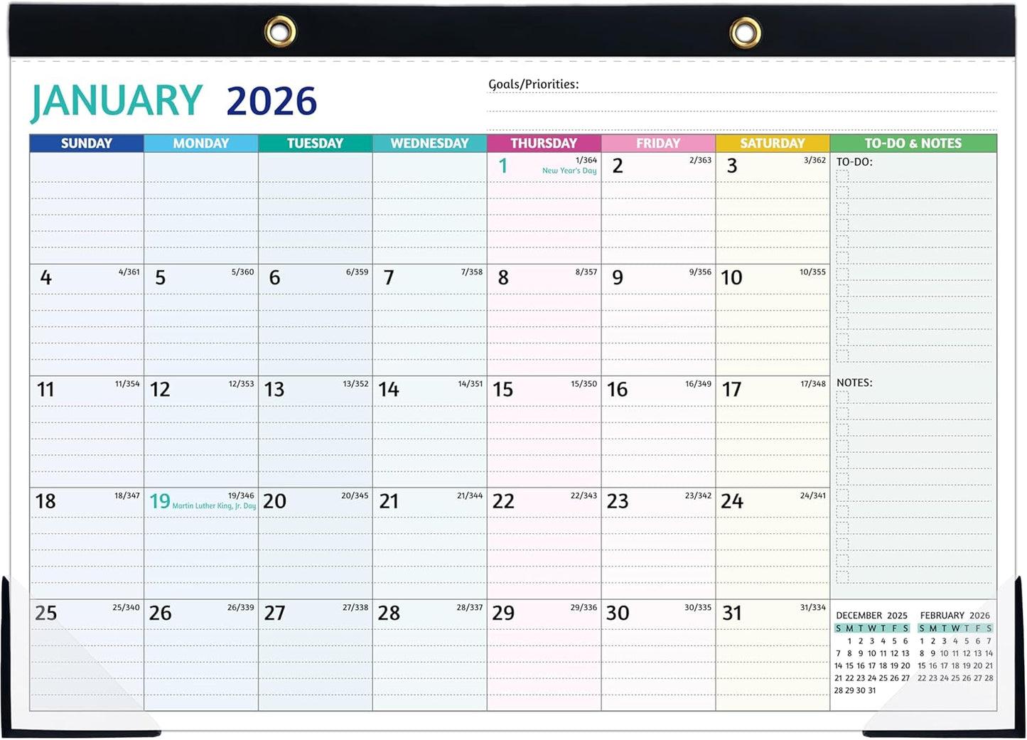 2026-2027 Desk Calendar – Run Now to MAR. 2027, 18 Monthly Desk Calendar 2026-2027 Large, 17'' x 12'', Best Desk/Wall Calendar 2026 with To-do Lists, Desk Pad, Ruled Blocks, Corner Protectors