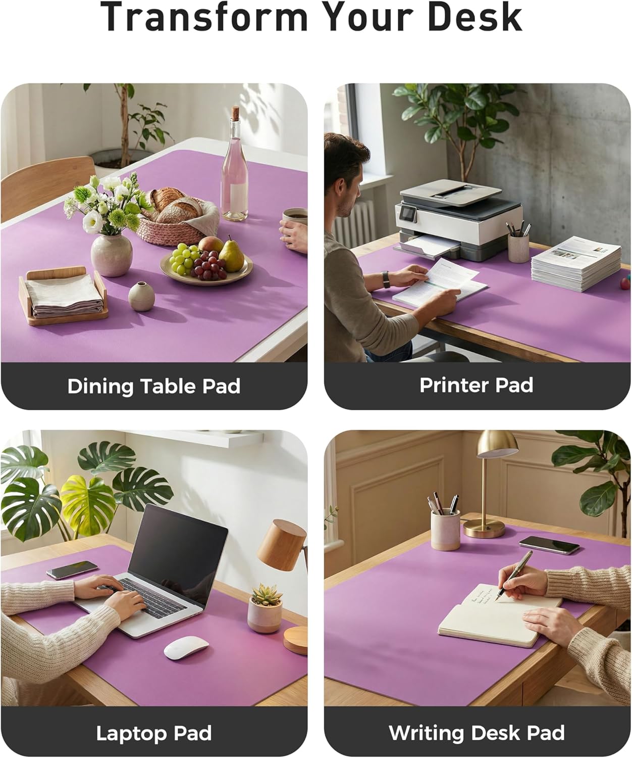 Aothia Leather Office Desk Pad Protector, Non-Slip PU Leather Desk Blotter, Waterproof Laptop Writing Mouse Pad for Office and Home, Black, 31.5" x 15.7" - Colors A