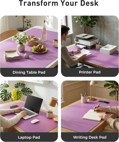 Aothia Non-Slip Waterproof PU Leather Desk Pad Protector for Mouse, Writing Desk, Office, Home, Laptop Blotter, 23.6" x 13.7", Black - Colors A