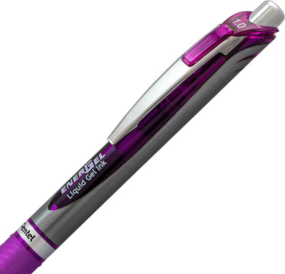 Pentel EnerGel RTX Retractable Liquid Gel Pen, (1.0mm), Bold Line, Metal Tip, Black Ink, Pack of 3 (BL80BP3A)