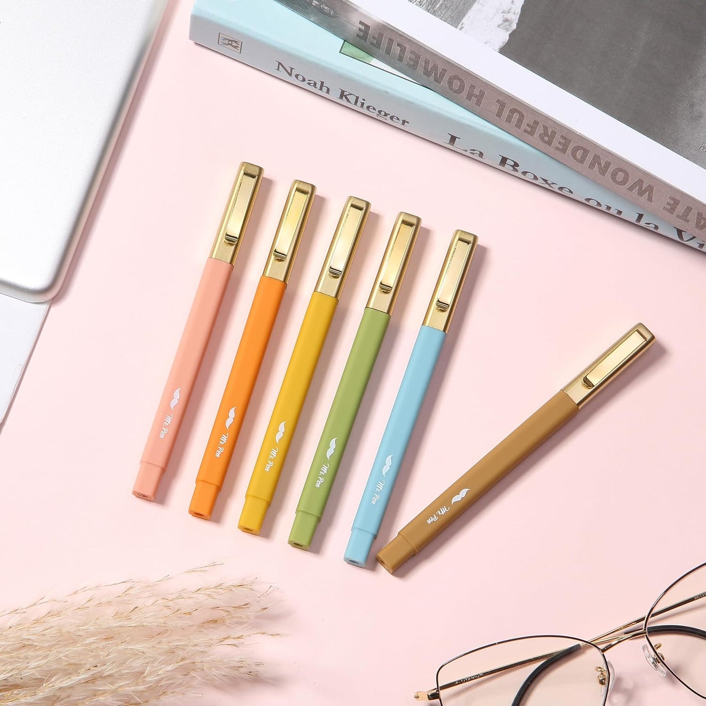 Mr. Pen- Aesthetic Highlighters and Ballpoint Pens No Bleed, 12 Pack, Pastel Colors, Bible Highlighters and Pens No Bleed, Fast Dry and No Smear for Bible Journaling, Planner, School Supplies