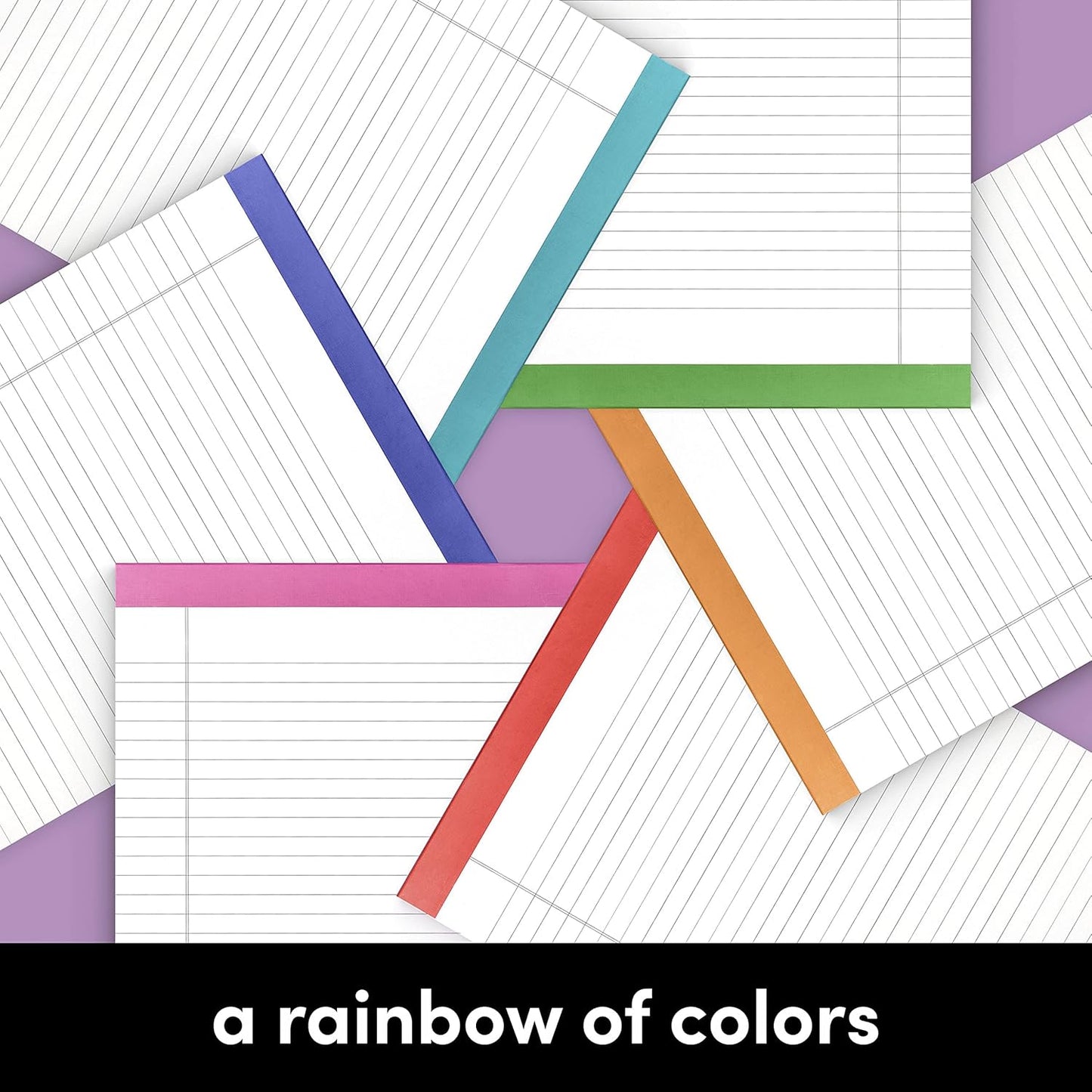 PAPERAGE Lined Legal Pads, (Rainbow), 6 Pack, 50 Sheets Each, Wide/Legal Ruled, Note Pads, Paper, 5 inches x 8 inches
