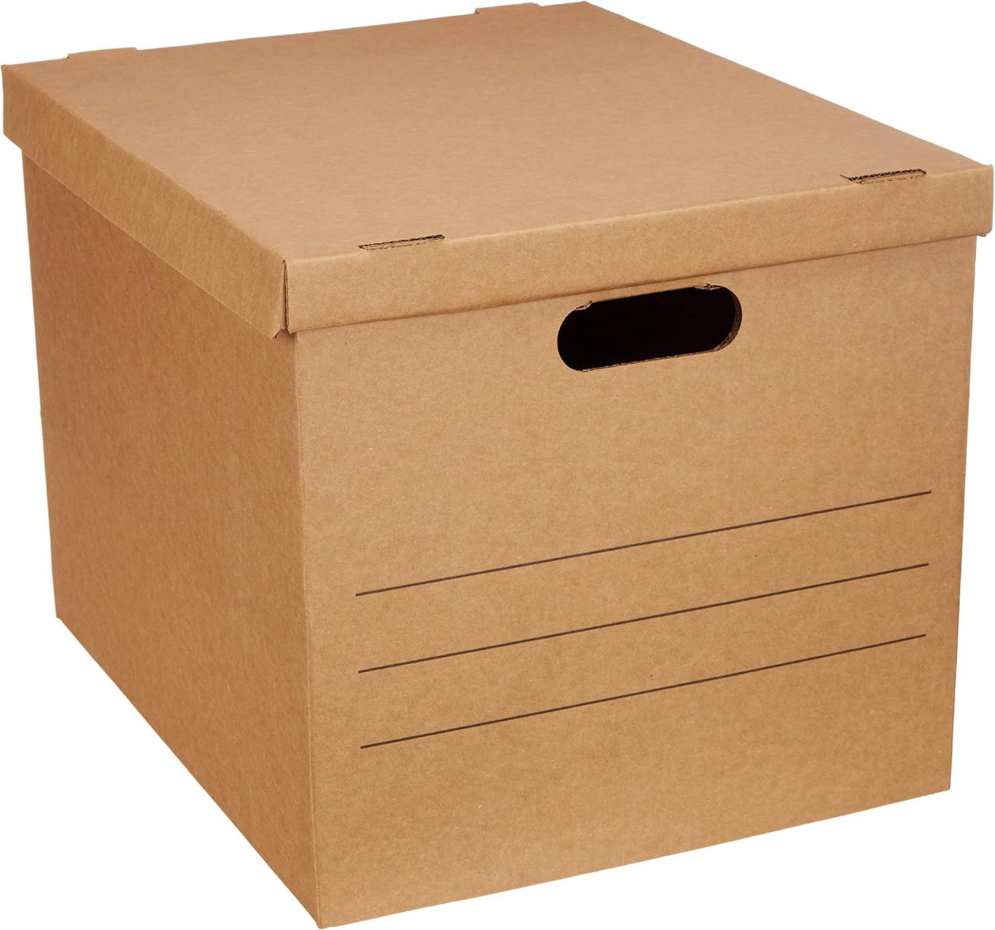 Amazon Basics Moving and Storage Boxes with Handles and Lift-Off Lids, File Storage, Collapsible, 15x10x12 in, Brown, 20-Pack