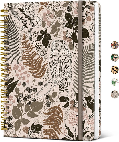 Taja Spiral Journal Notebook for Women, Pretty Hardcover Lined Notebook for Work & Note Taking, Aesthetic Cute Journal for Writing, 140 Pages, 5.8"x8.3", Floral