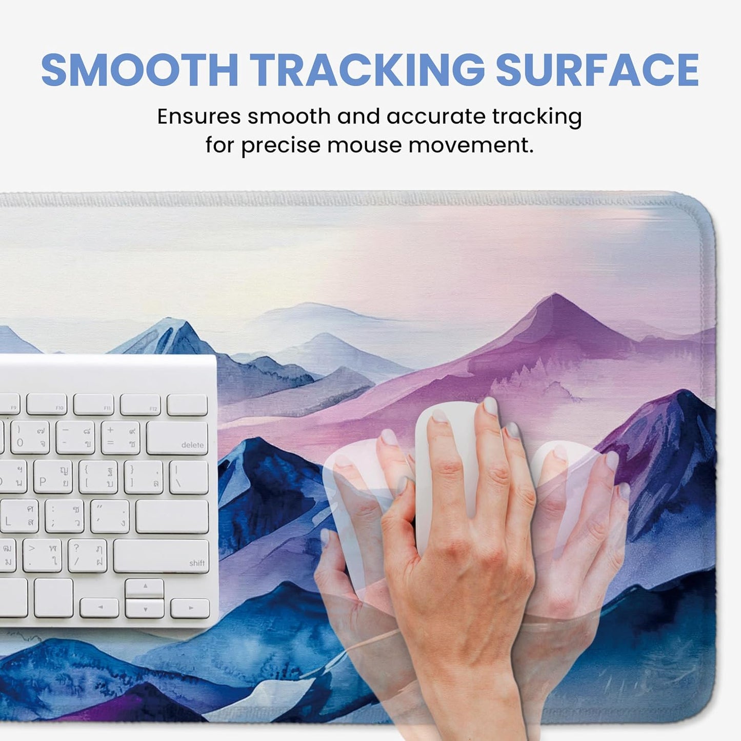 Large Mouse Pad for Desktop, Cute Desk Mat Pad Protector for Work & Gaming, Aesthetic Pretty Anti-Slip Laptop Blotter Cover for Office School Home Supplies, Wildflowers, 31.5" x 11.8"