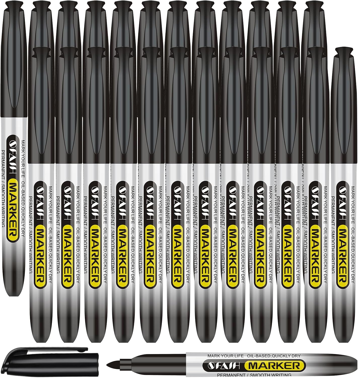 SFAIH 100 Black Permanent Markers Bulk -1s Quick Drying, Fine Point Markers for Write Mark, School, Office, Warehouse, Business, Logistics, Durable, Waterproof Ink on Paper, Plastic, Metal, Cardboard