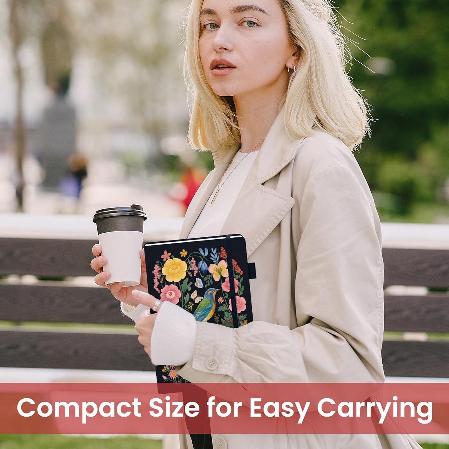 Taja Pretty Lined Journal for Women, Aesthetic Cute Hardcover Leather Journal for Writing, A5 College Ruled Notebook for Work & Note Taking, Perfect for Office School Home, 160 Pages, Meadow Flowers