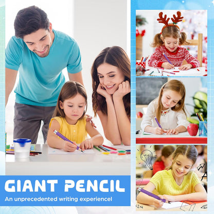 2 Pcs 13 inch Wooden Jumbo Pencils for Prop Giant Big Novelty Wood Pencil with Eraser for Fun Decor, School Projects, Party Favors, and Unique Gifts (Green)