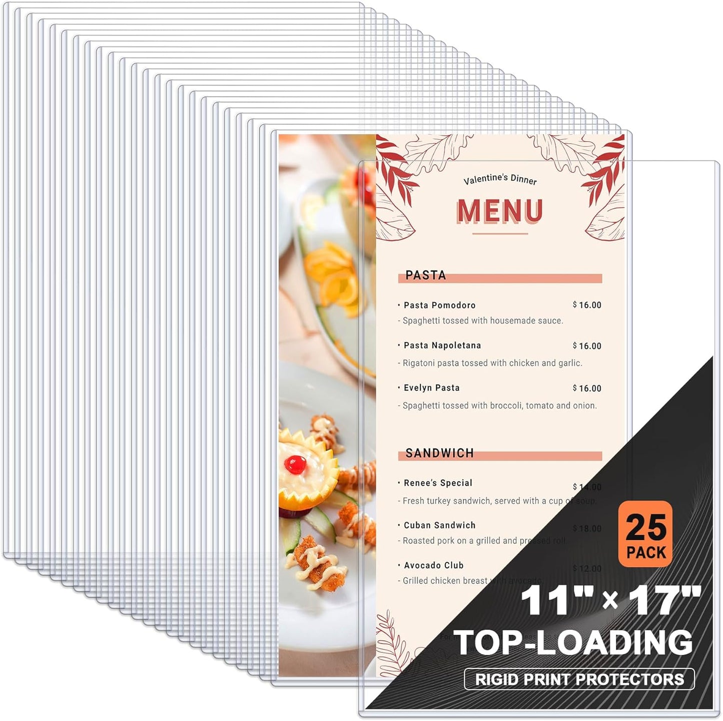 Ndsox 5 Pack 8.5" x 11" Rigid Print Protectors Clear Hard Plastic Sheet Protectors Top Loading for Birth Certificates, Documents, Posters, Photos, Meuns, Heavy Duty No-Hole Plastic Document Sleeves