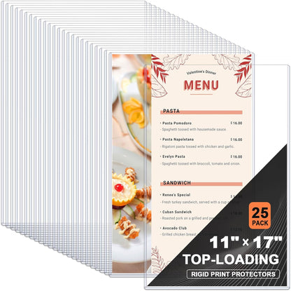 Ndsox 5 Pack 8.5" x 11" Rigid Print Protectors Clear Hard Plastic Sheet Protectors Top Loading for Birth Certificates, Documents, Posters, Photos, Meuns, Heavy Duty No-Hole Plastic Document Sleeves