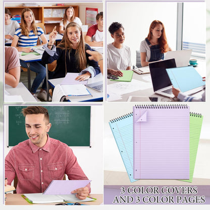 MotiMind 10 Pack 8.5" x 11" Top Spiral Notebook with 3 Hole Punched Morandi Colors Legal Pads College Ruled Notepad 50 Sheets Hard Cardboard Paper Wirebound Notepad for Office School Business