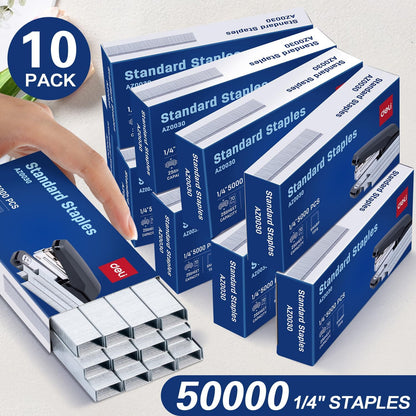 Deli Staples, 10000 Staples, Standard Staple for Desktop Staplers, 1/4'' Length, 210/Strip, 2 Boxes of 5000 Each