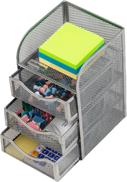 Mind Reader Desktop Accessory Storage, Paper Binder Clip Basket, Workspace, Office, Metal Mesh, 4.75"L x 5"W x 8"H, Black