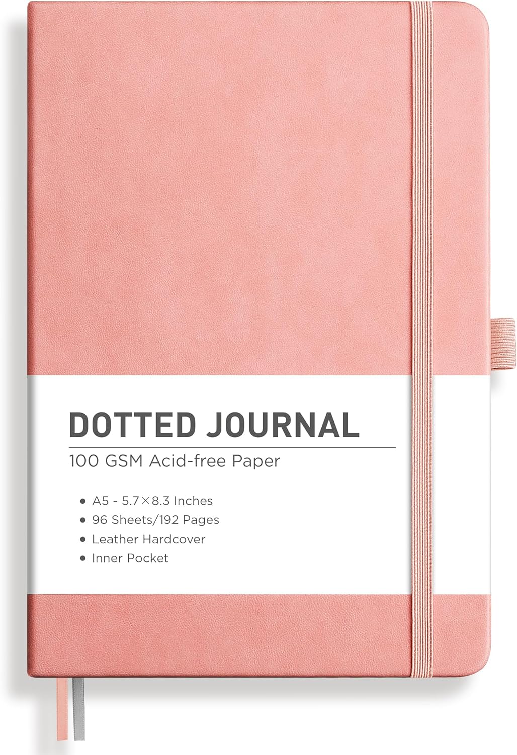 RETTACY Graph Grid Paper Notebook, 192 Pages, A5 Medium Size (5.7'' x 8.3''), 5 Squares per Inch, Leather Hardcover, 100 GSM Thick Paper, for School, Students, Math, Engineering (Brown)