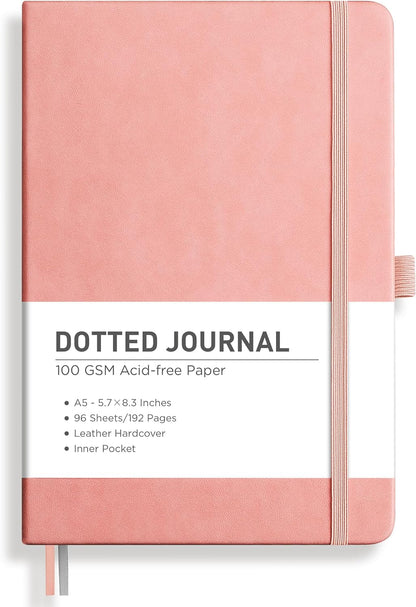 RETTACY Graph Grid Paper Notebook, 192 Pages, A5 Medium Size (5.7'' x 8.3''), 5 Squares per Inch, Leather Hardcover, 100 GSM Thick Paper, for School, Students, Math, Engineering (Brown)