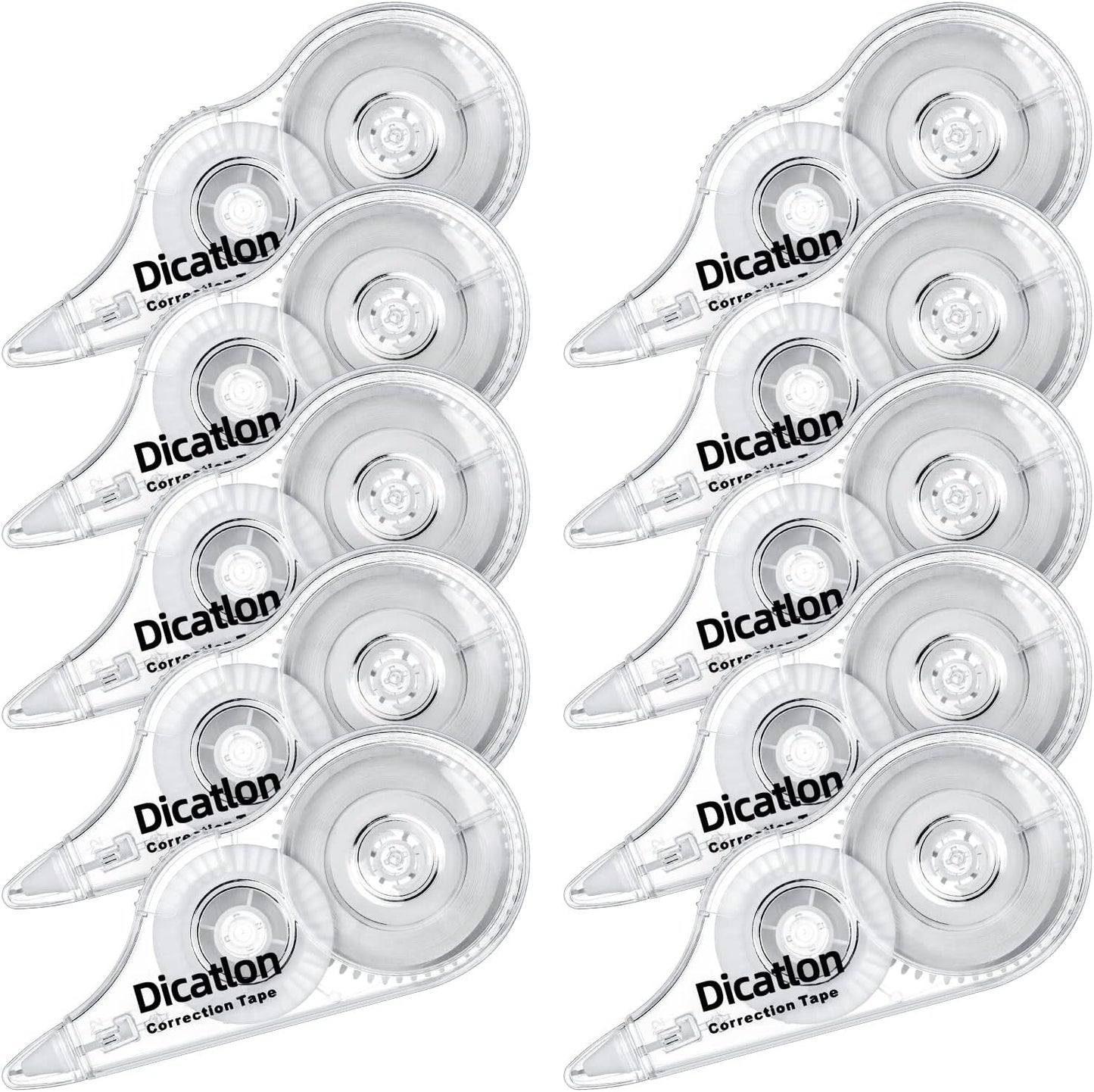 White Correction Tape 10 Pack, Easy Use Roller Applicator, Instant Dry, Jam Free PET Film, Smooth Precise Corrections for School, Office, Home,1/5" X39Ft