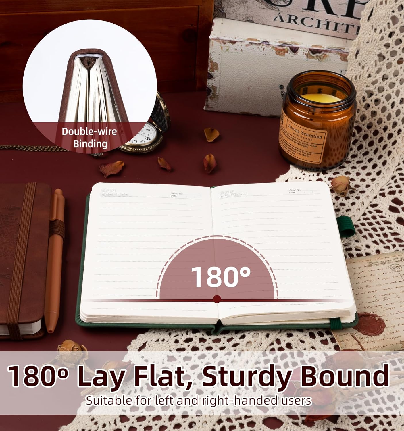 3 Pack Pocket Journaling Notebooks, A6 Small Notebook For Note Taking Journaling Notebooks Journals For Writing Mini Note Pads With Pen Holder 120 Pages 100 GSM Thick Paper(Nude, Brown, Forest Green)