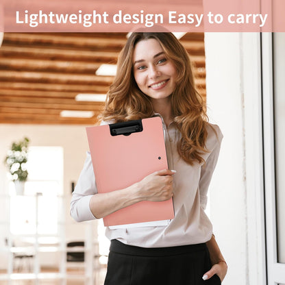 souG 2 PCS Clipboard Foldable,360°Cover Folder Clipboard Plastic Clipboards with Double Low Profile Clip,File Folder Storag Clipboards for A3 A4 Paper, Clip Boards for Office School Supplies(Pink)