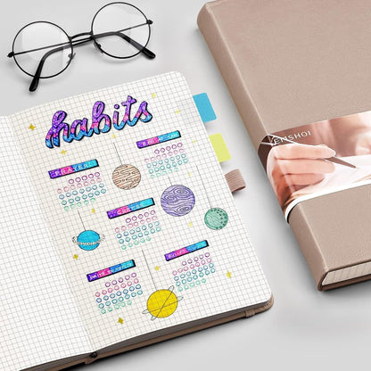 EMSHOI Graph Paper Notebook - 256 Pages A5 Graph Notebook/Journal, Hard Cover, 120gsm Thick Paper, Smooth PU Leather, Inner Pocket, 5.75'' × 8.38''-Black
