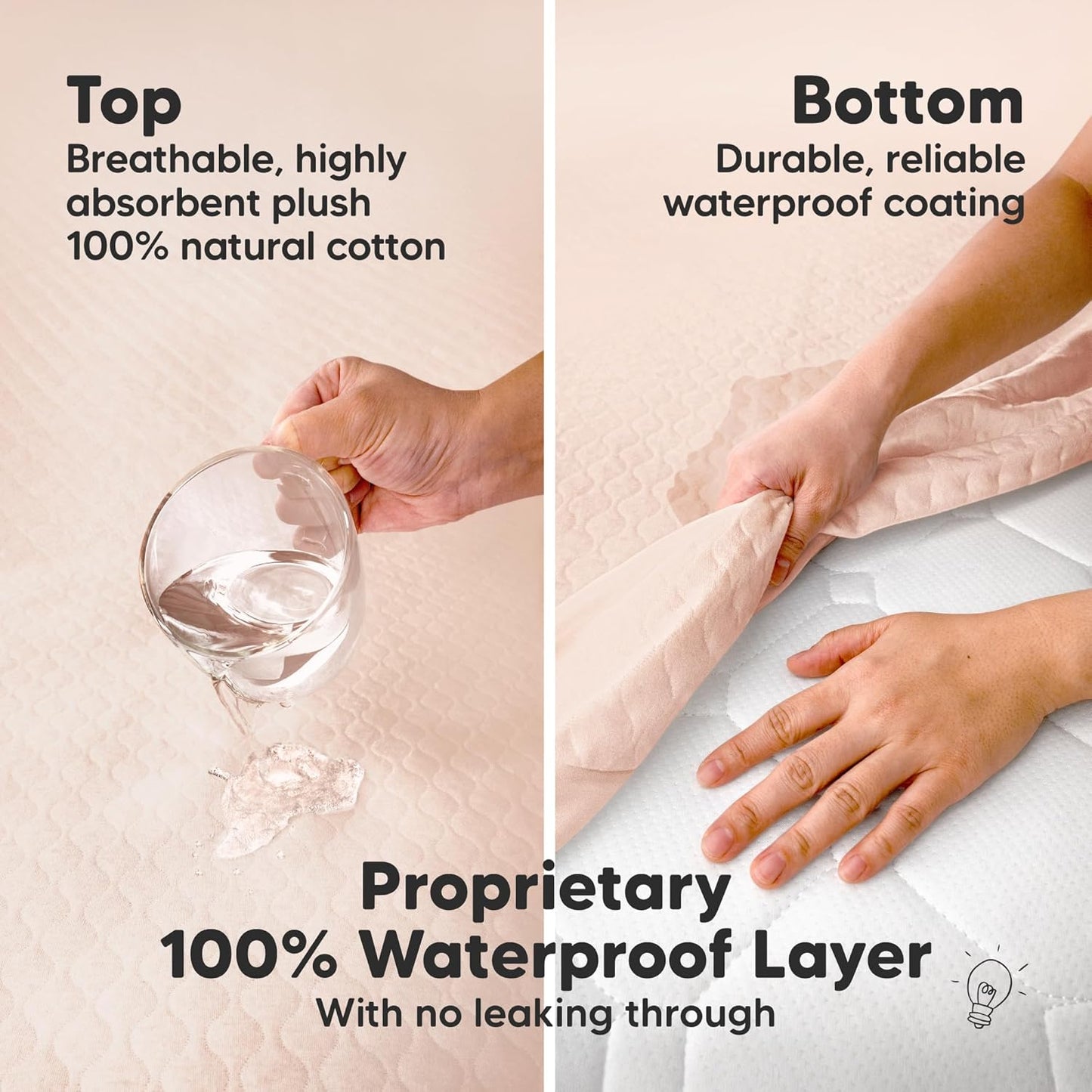 2-Pack Waterproof Crib Mattress Protector Cover Fitted - Quiet Baby Crib Mattress Pad Sheets, 52" x 28" Soft Quilted Cotton Baby Sheet, Machine Washable, Easy Fit, Durable (Soft White/Mavy)