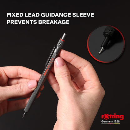 rOtring 500 Mechanical Pencil 0.5mm HB Lead Green hexagonal plastic barrel and non-slip textured metal grip