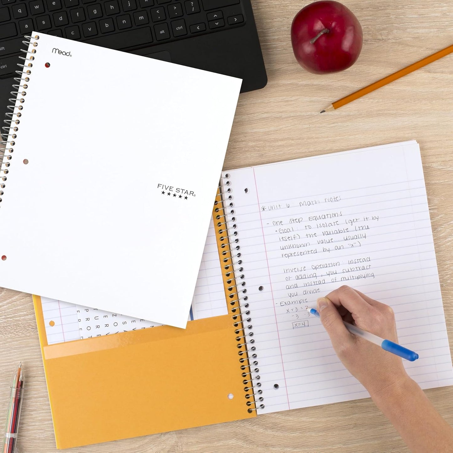 Five Star Spiral Notebook + Study App, 3 Subject, College Ruled Paper, 8-1/2" x 11", 150 Sheets, Fights Ink Bleed, Water Resistant Cover, Amethyst Purple (38746)