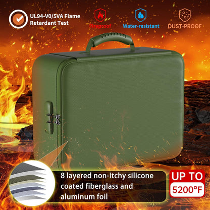 DocSafe 5200°F Document Organizer with Lock, Upgraded Heat Insulated Fireproof＆Water-Resistant Box 8 Layers File Organizer, Portable Home Travel Safe Storage for Important Documents and More
