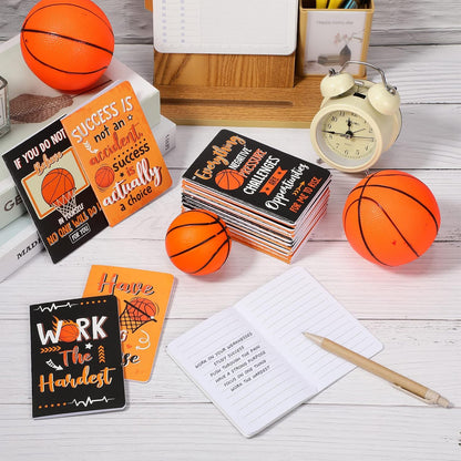 Sabary 24 Pieces Mini Basketball Inspirational Notepad Basketball Party Favor Small Memo Spiral Journal Notebook Pocket for Kid Teenager Classroom Birthday Party Supplies Sports Gift Bulk Prizes