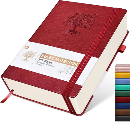 Lined Journal Notebook -365 Pages A5 Thick Journals for Writing Ruled Notebook, Hardcover Leather Journal for Women Men Daily Journal Notebook for Work, Note Taking, 100Gsm Lined Paper( 5.75'' X 8.38'' Green)