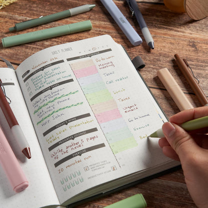 BLIEVE - Aesthetic Highlighters and Gel Pens With Soft Ink and Chisel Tip, Bible Highlighters and Pens No Bleed, Dry Fast Easy to Hold, for Bible Journaling Planner School Supplies (MORANDI)